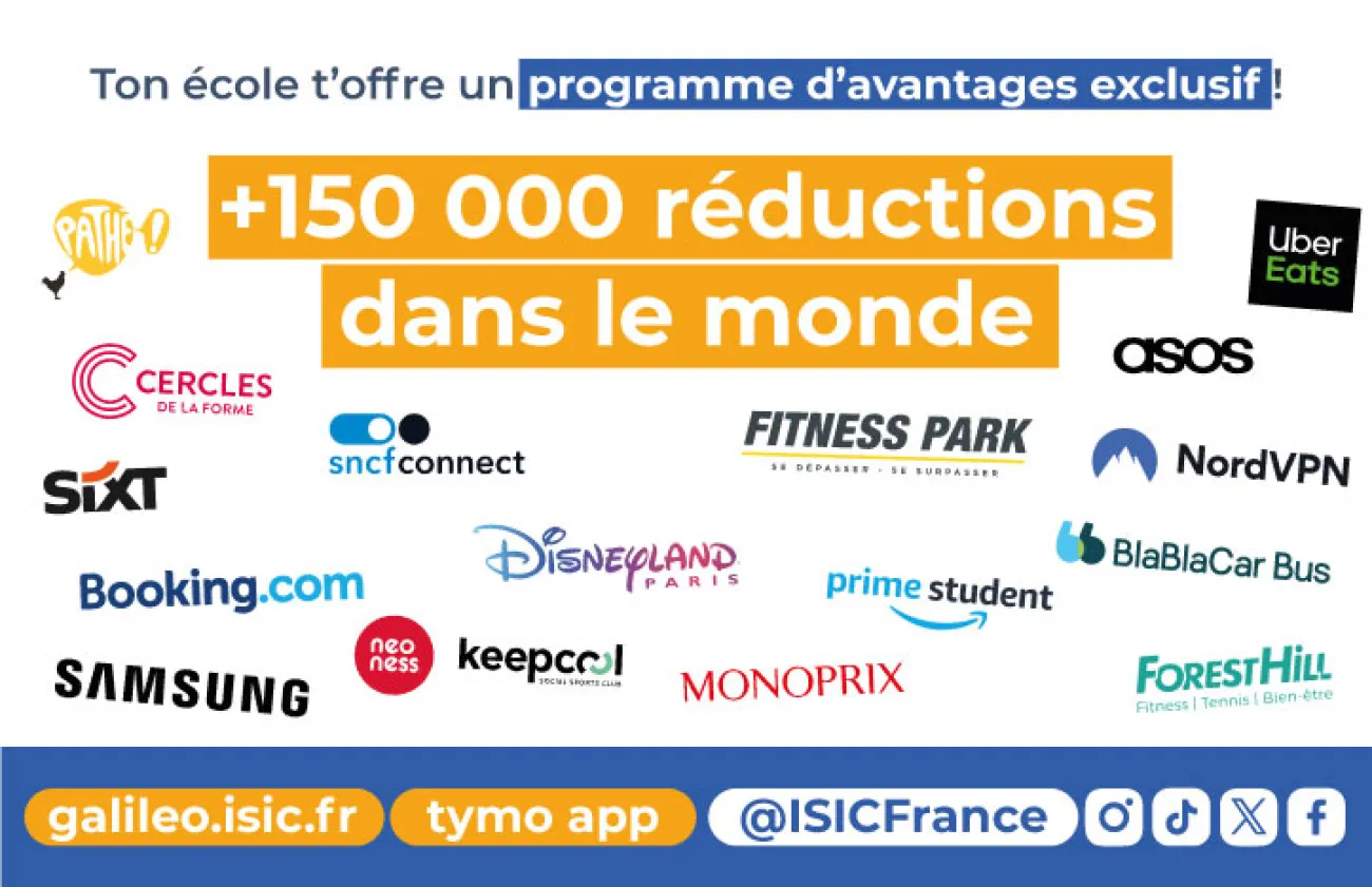 Réductions carte étudiante ISIC  